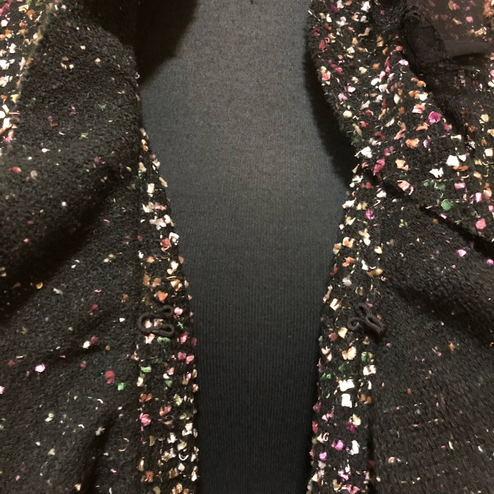 Anthropologie Black Multicolor Ruffle Jacket - Picture 4 of 8